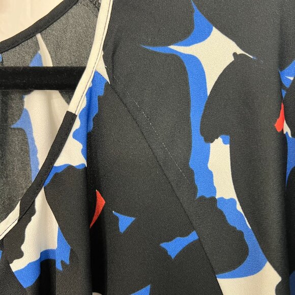 Worthington Covered Button Down Shirt Blouse Black White Blue 2X - Picture 6 of 8